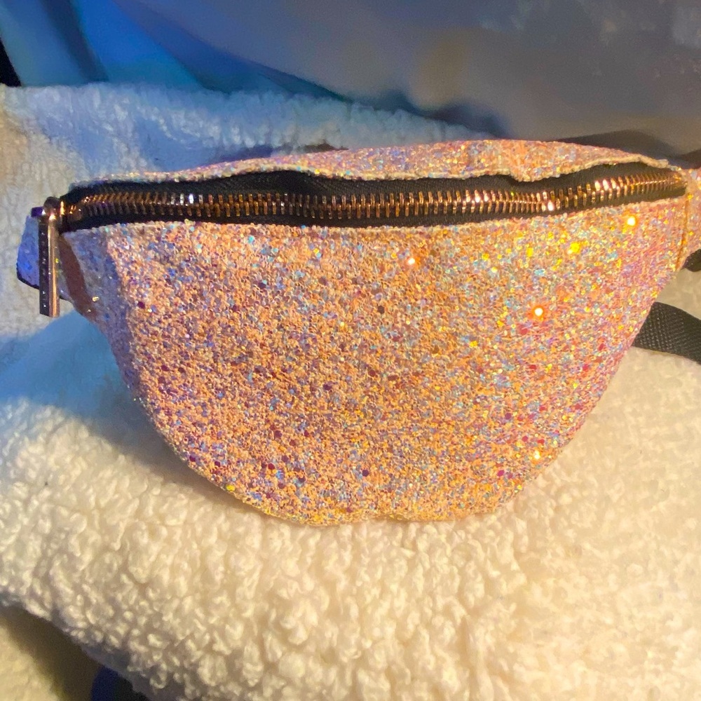 skinny dip holographic pink and rose gold waist/hip bag